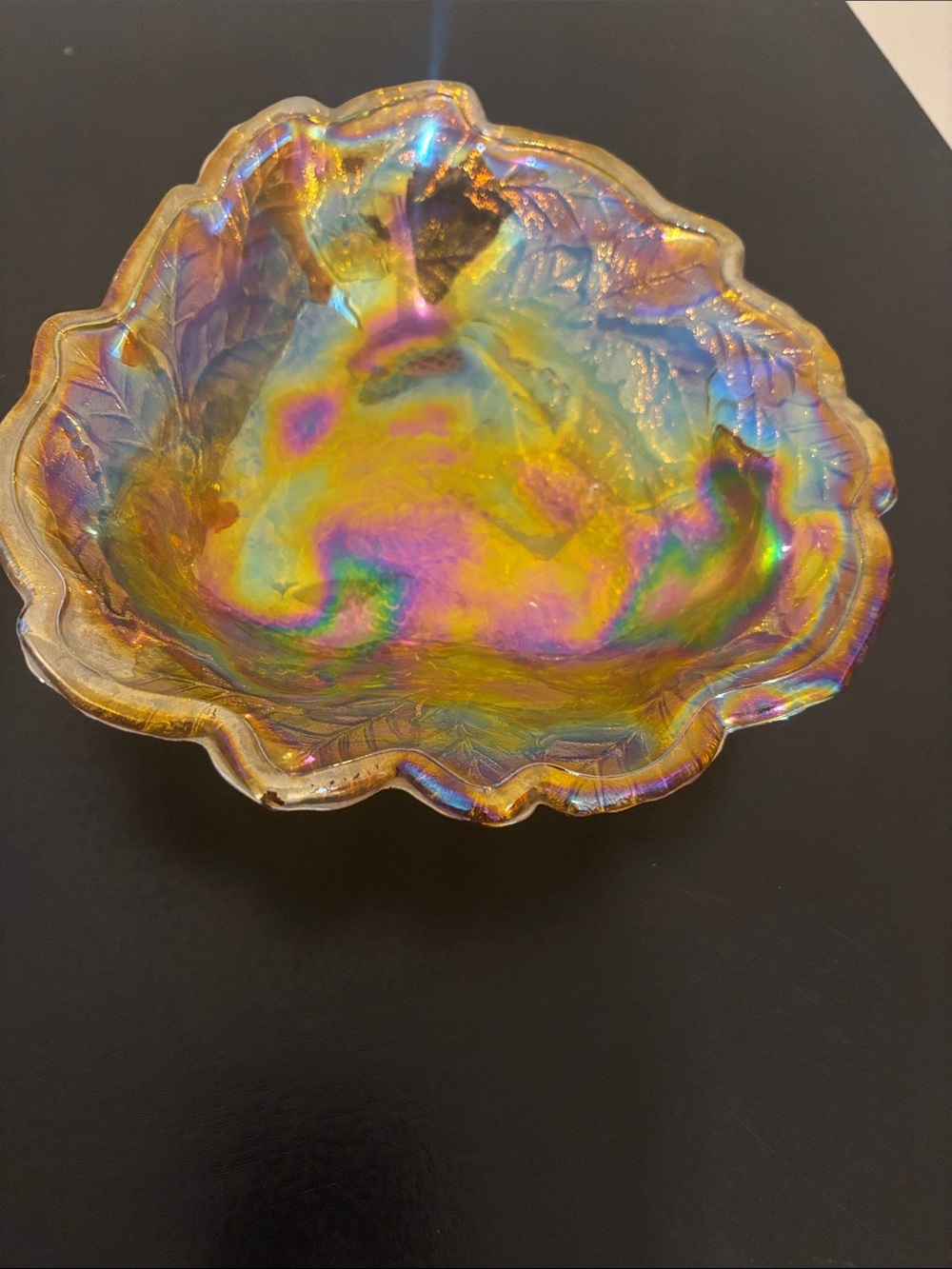 Iridescent Glass Decorative Bowl - Gold Multicolor Home Art